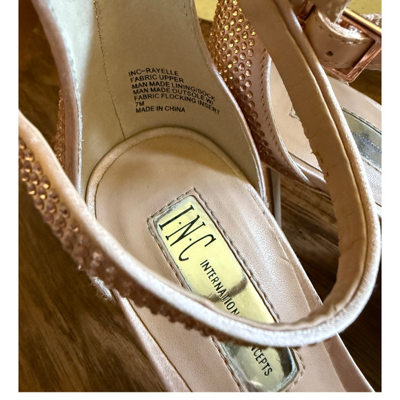 Macy's 7 Rayelle y2k Rhinestone HEARTS Strappy Sandals CRYSTAL Champagne Heels - Picture 9 of 10